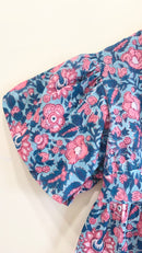 Oceanic Bloom Twist Cotton Short Top