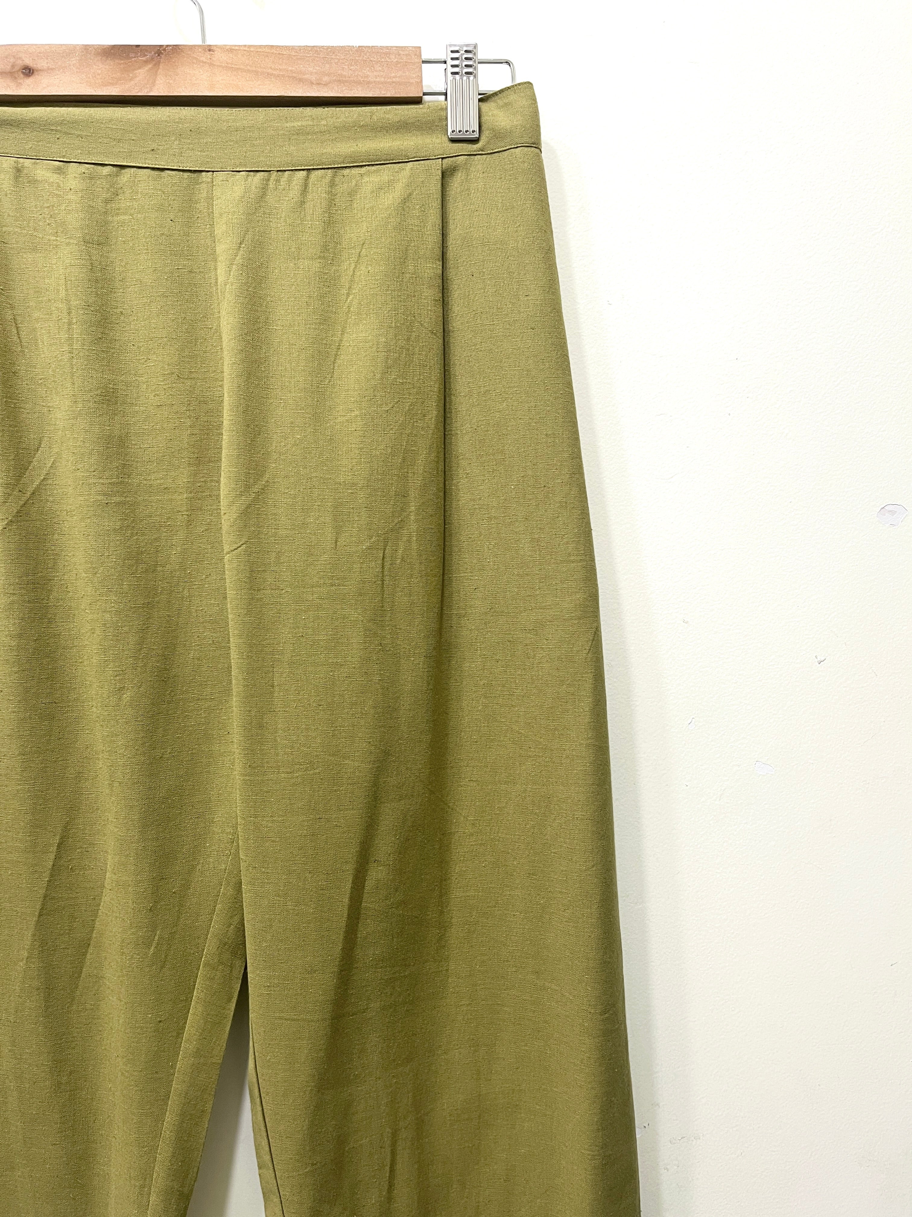 Green Narrow Leg Cotton Pants