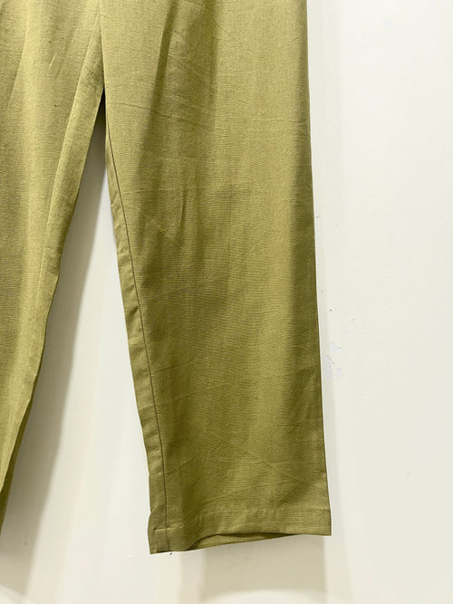 Green Narrow Leg Cotton Pants