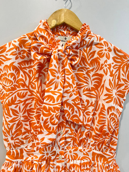 Tangerine Bow-Tie Cotton Top