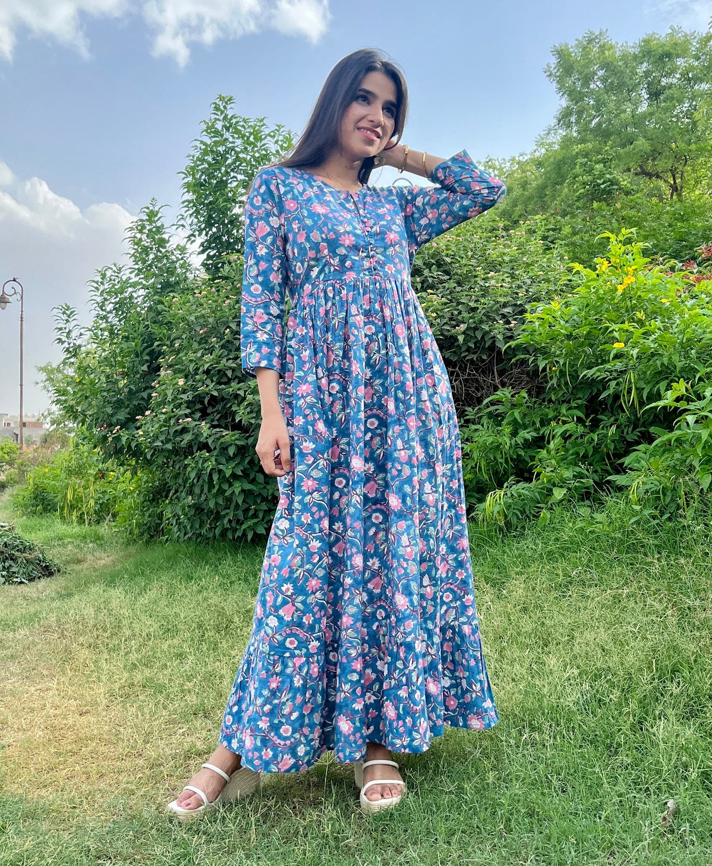 Blue Chintz Printed Dress