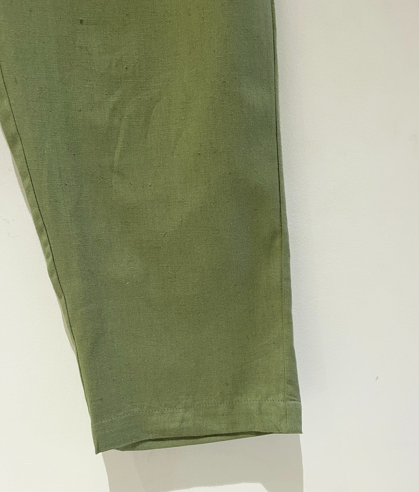 Khaki Green Narrow Leg Cotton Pants