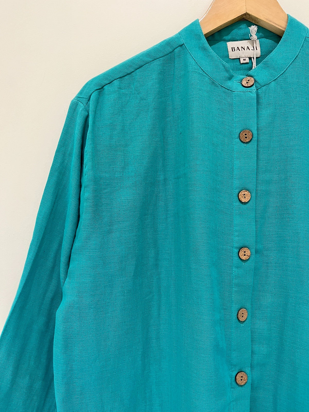 Teal Cotton Shirt Style Top