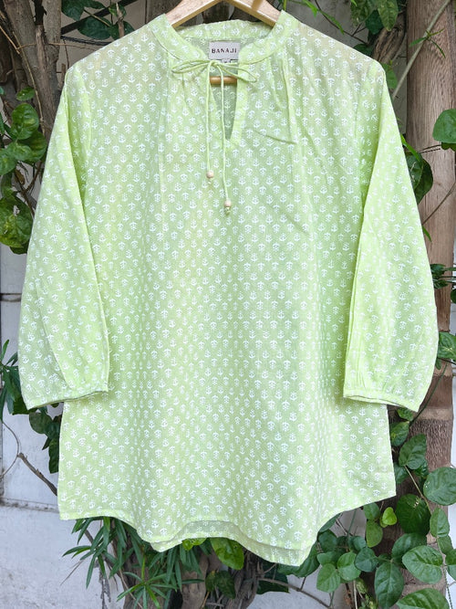 Block Printed Cotton Short Kurti