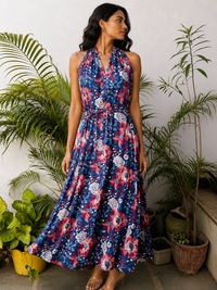Ocean Petal Halter Dress