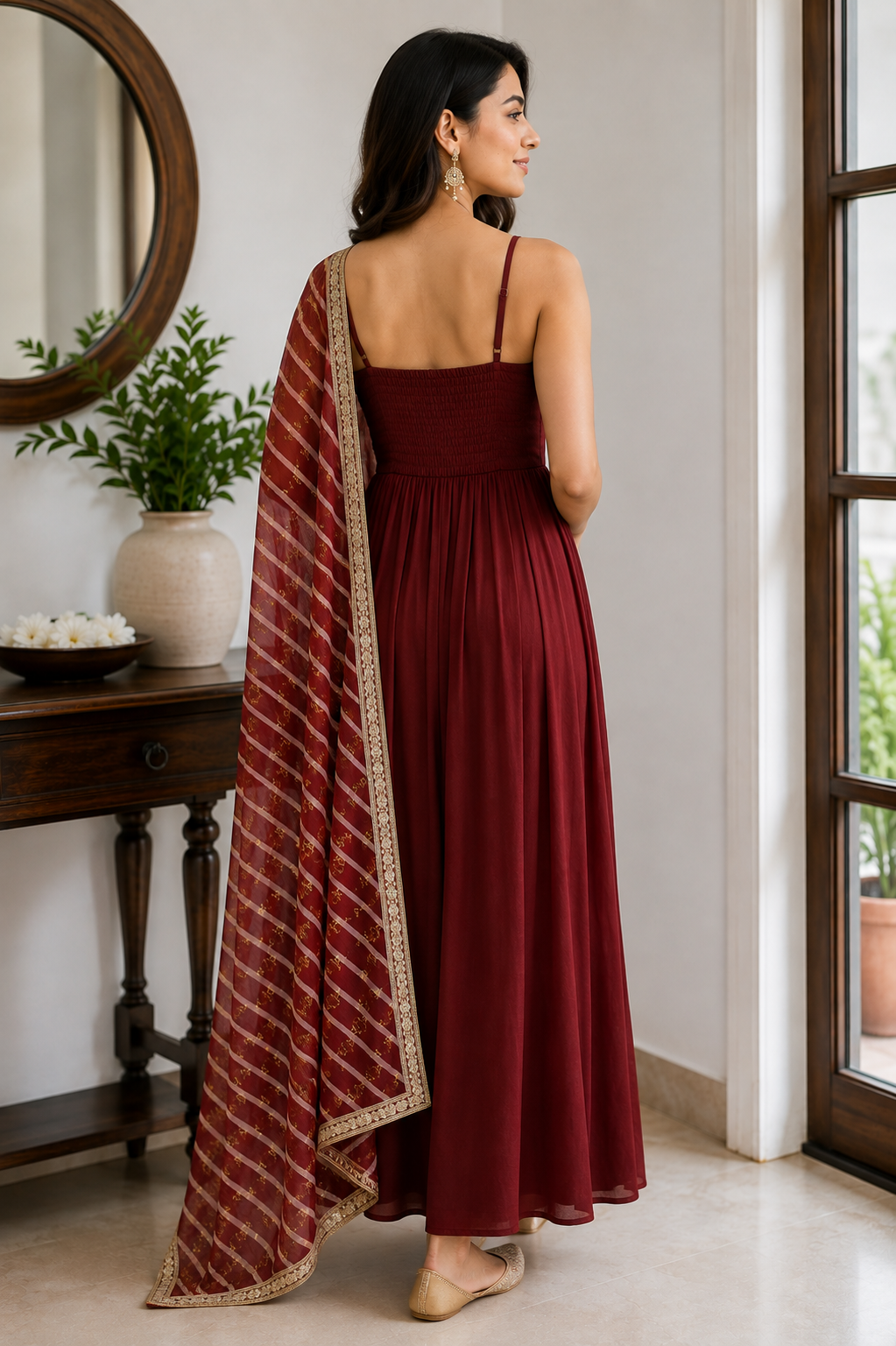 Ruhani Maroon Dress Set