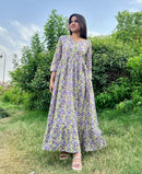 Purple Lotus Printed Dress
