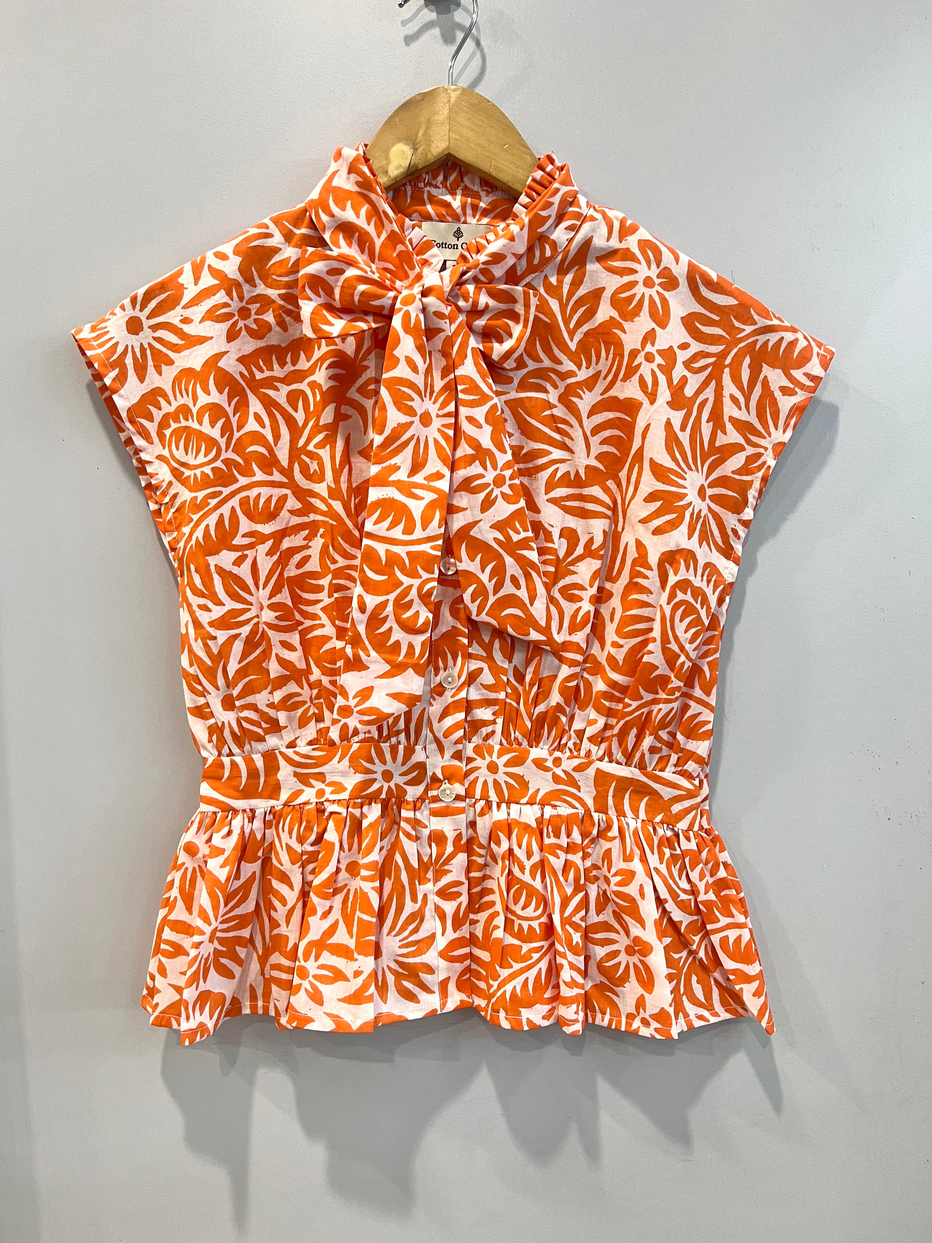 Tangerine Bow-Tie Cotton Top
