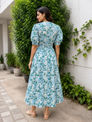 Coastal Flora Cotton Silk Midi Dress