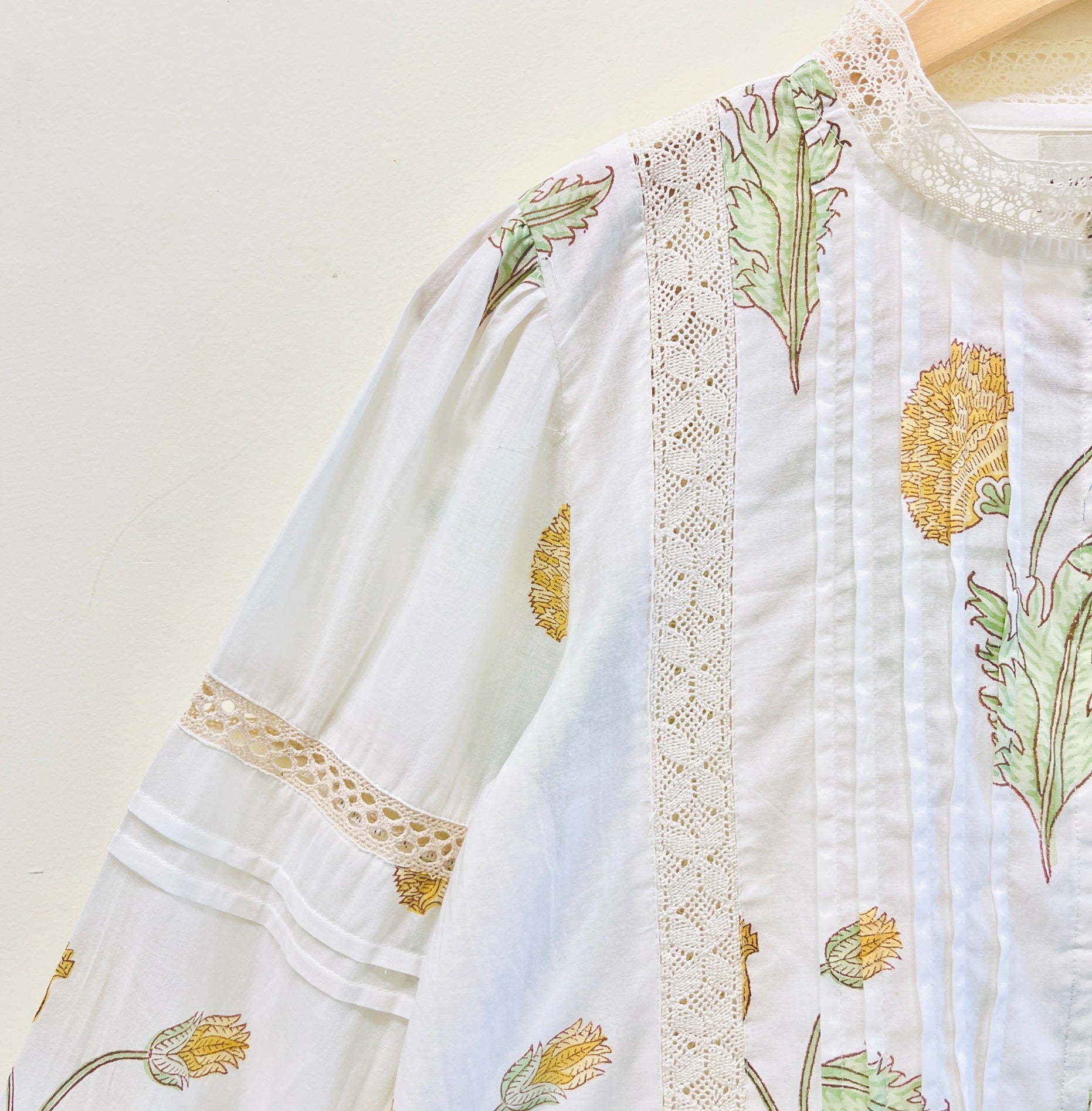 Lace Block Printed Cotton Short Top