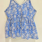Icey Blue Block Printed Cotton Cami Top