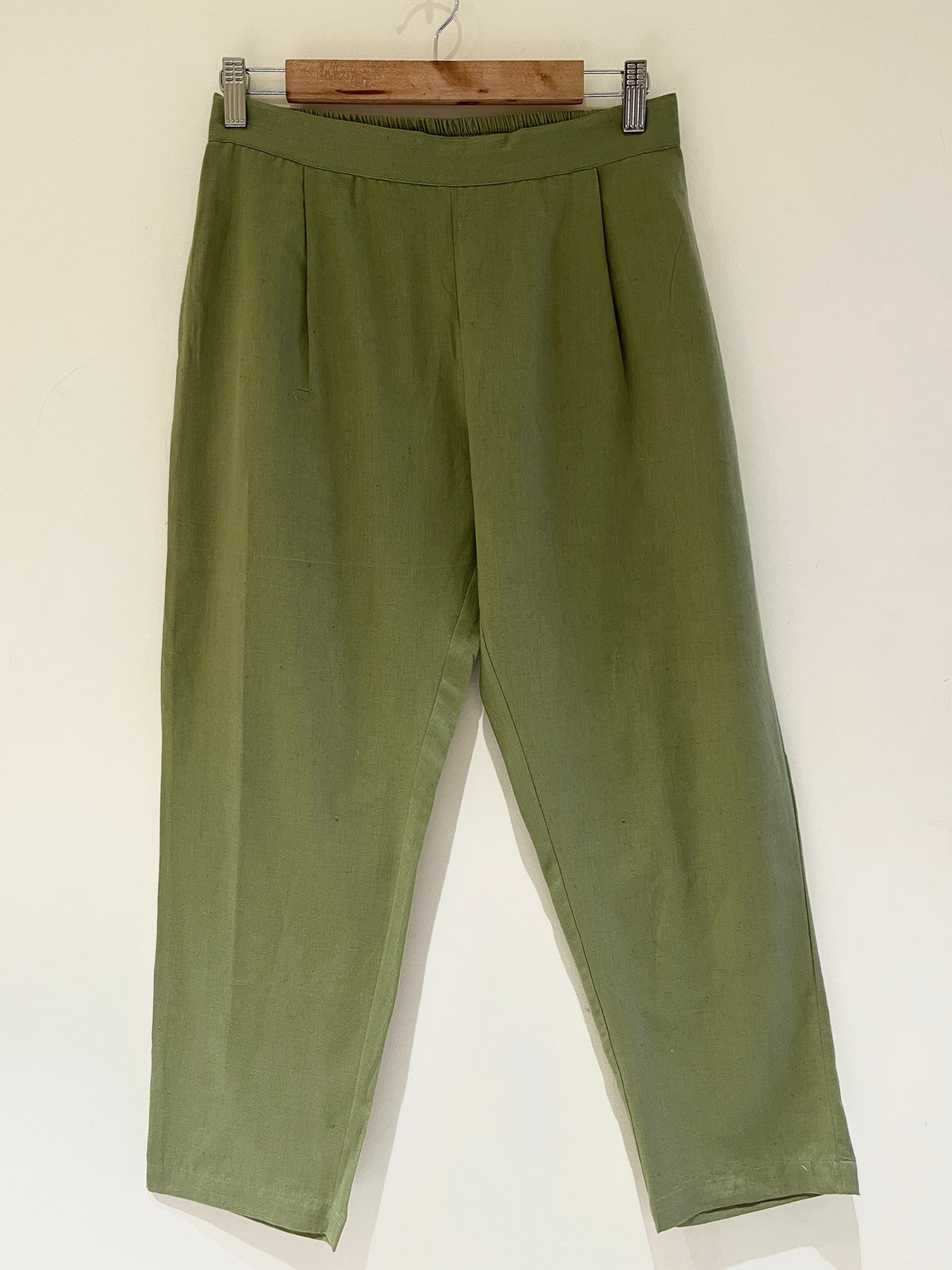 Khaki Green Narrow Leg Cotton Pants