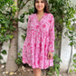 Sweet Pink Tiered Cotton Short Dress
