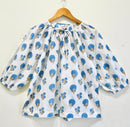 Blue Bloom Gather Cotton Top
