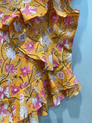 Mustard Floral Ruffle Short Top