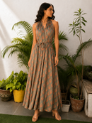 Olive Mirage Satin Dress
