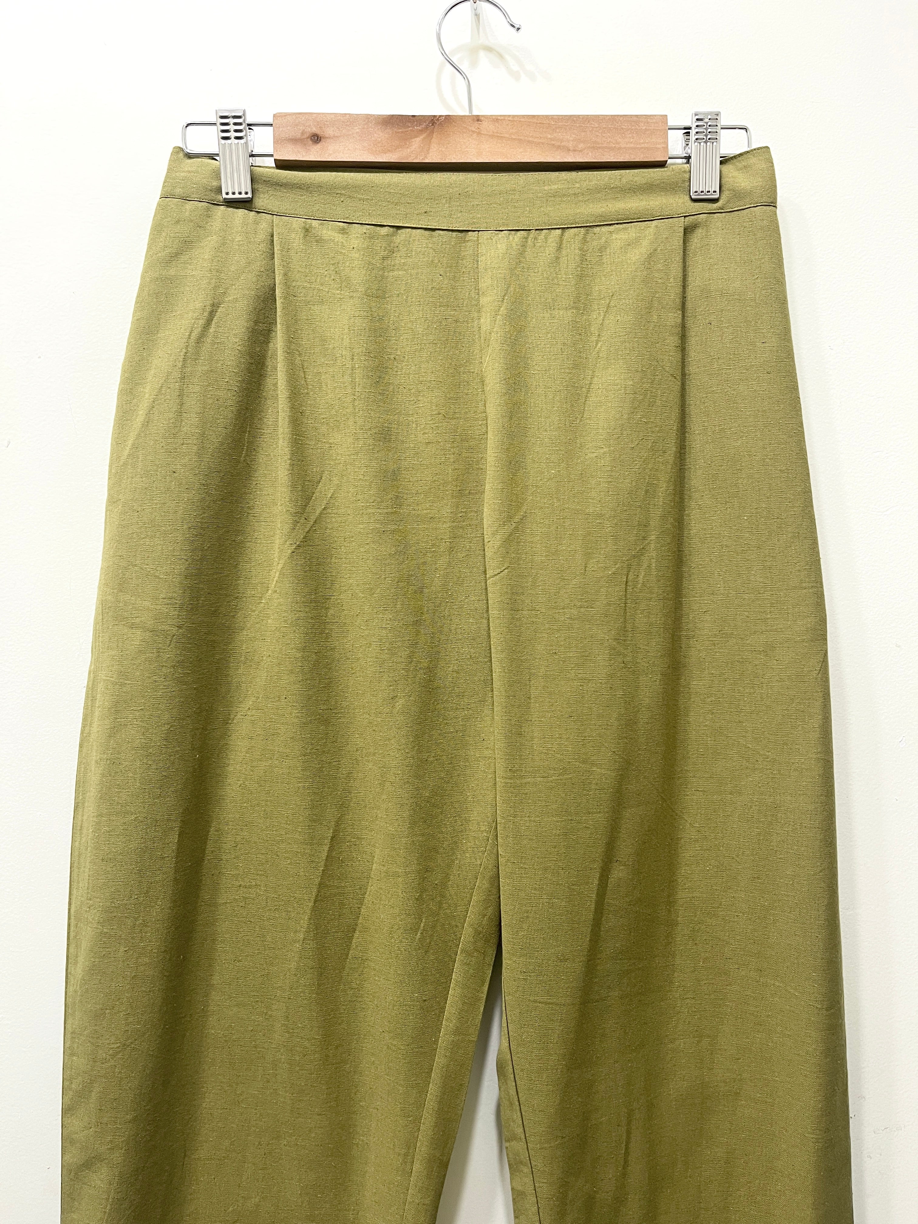 Green Narrow Leg Cotton Pants