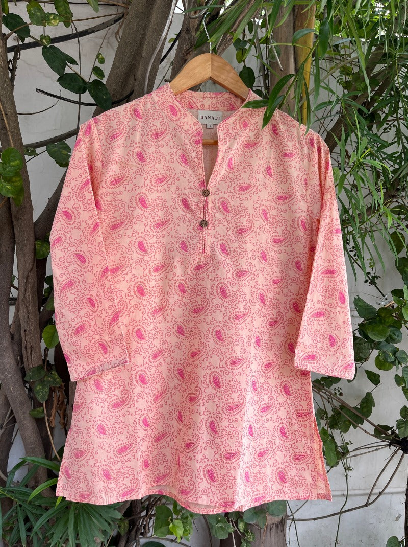 Block Printed Cotton Short Kurti