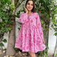 Sweet Pink Tiered Cotton Short Dress