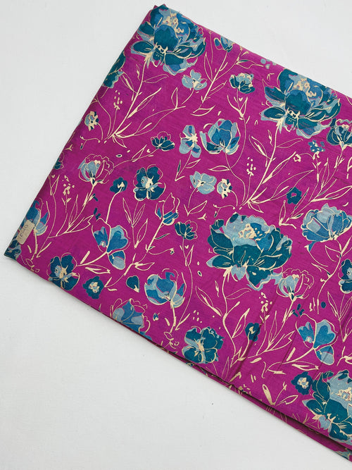 Viscose Chanderi Block Printed Fabric