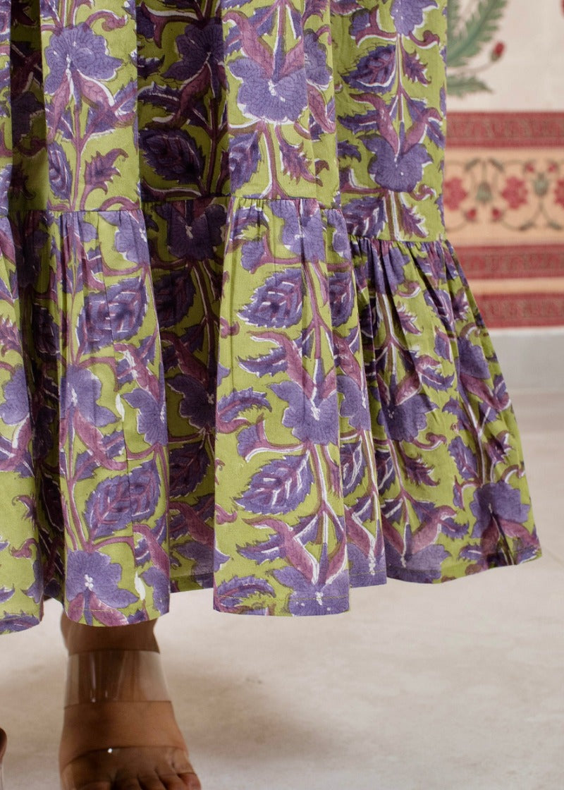 Purple Lotus Printed Dress