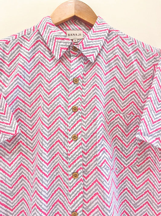 COTTON BLOCK PRINTED HALF SLEEVE SHIRT