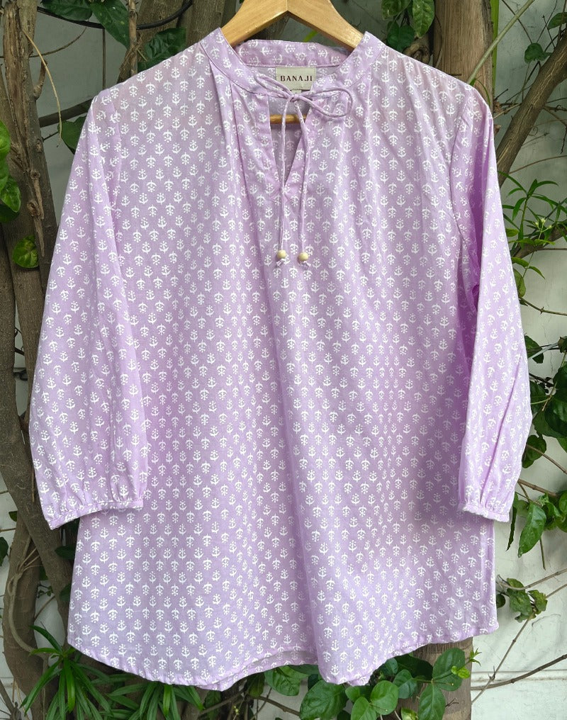 Block Printed Cotton Short Kurti