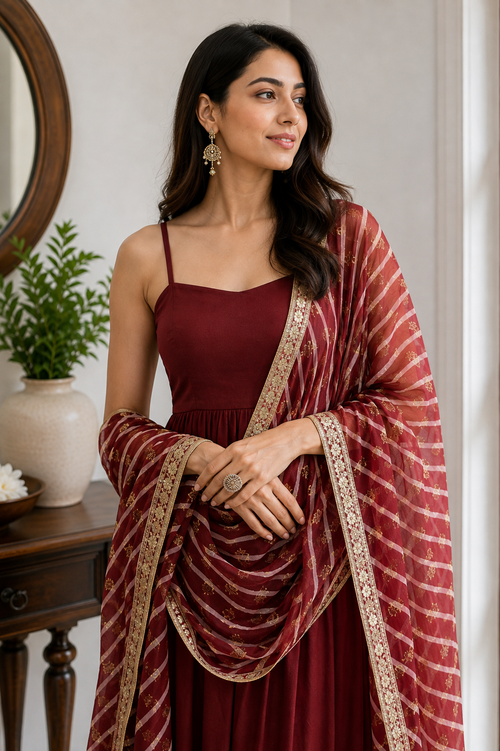 Ruhani Maroon Dress Set