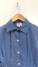 Royal Blue Striped Pleated Cotton Shirt