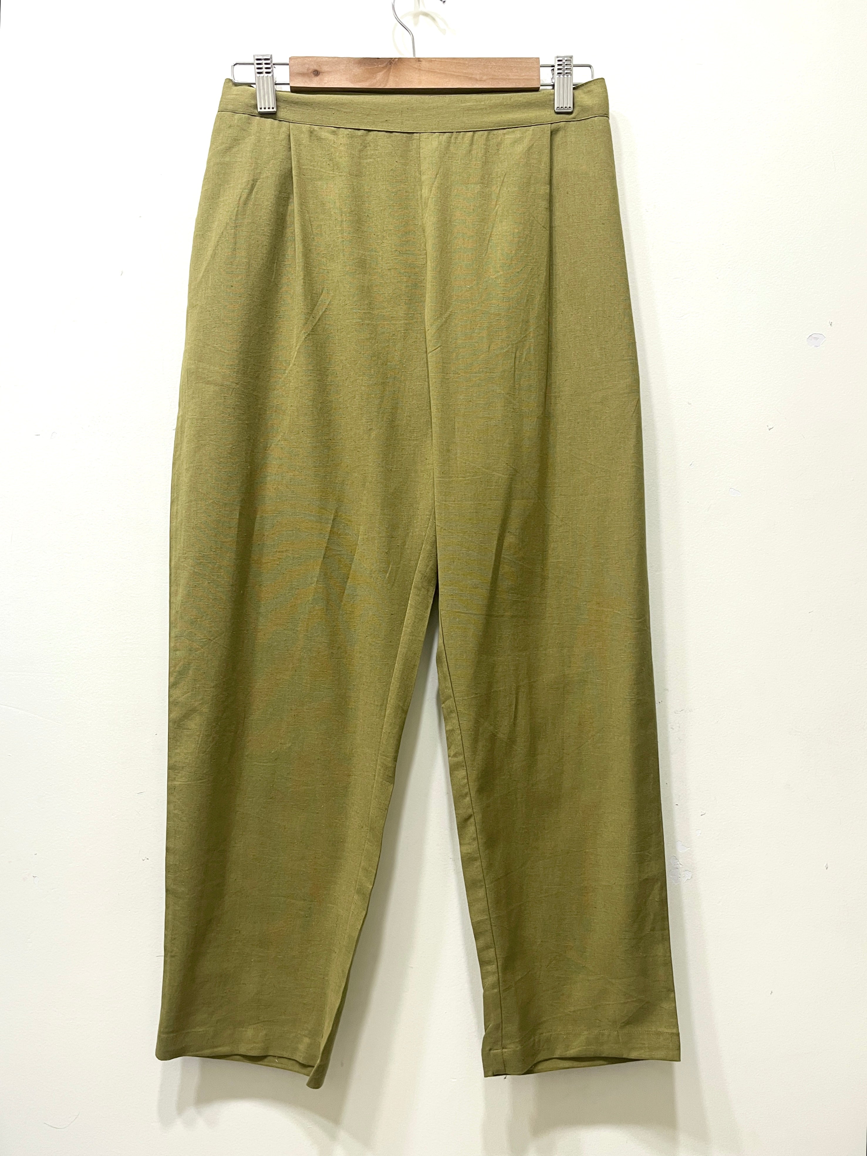 Green Narrow Leg Cotton Pants