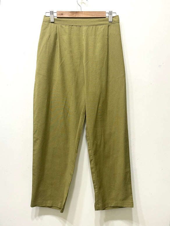 Green Narrow Leg Cotton Pants