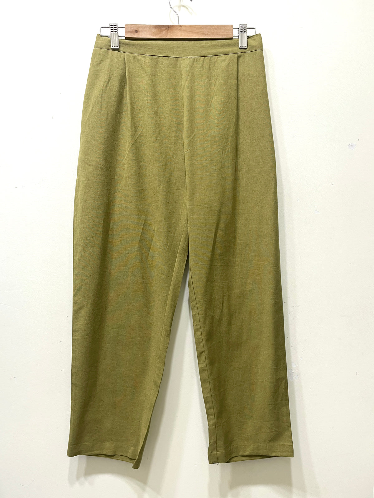 Mehndi Green Narrow Leg Cotton Pants