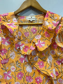 Mustard Floral Ruffle Short Top