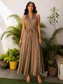 Olive Mirage Satin Dress