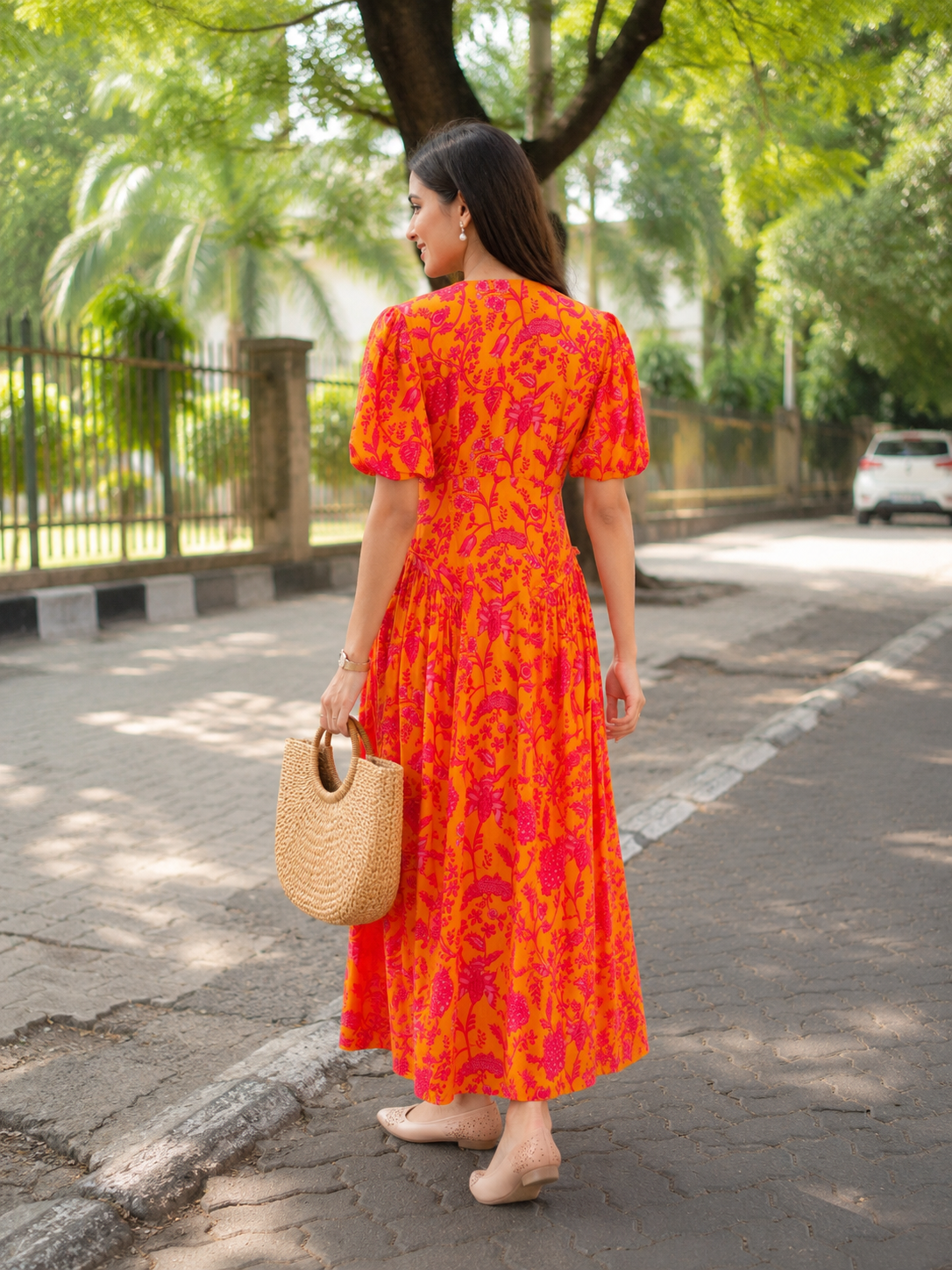 Sunset Bloom Modal Satin Dress