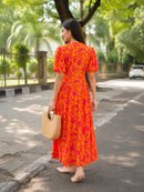 Sunset Bloom Modal Satin Dress