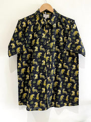 Black Cotton Printed Half Sleeve Shirt