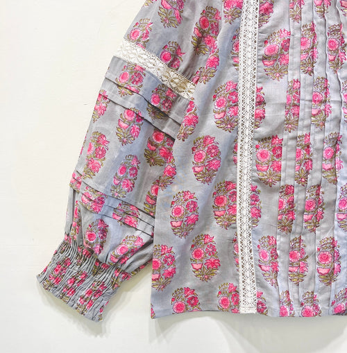 Lace Block Printed Cotton Top