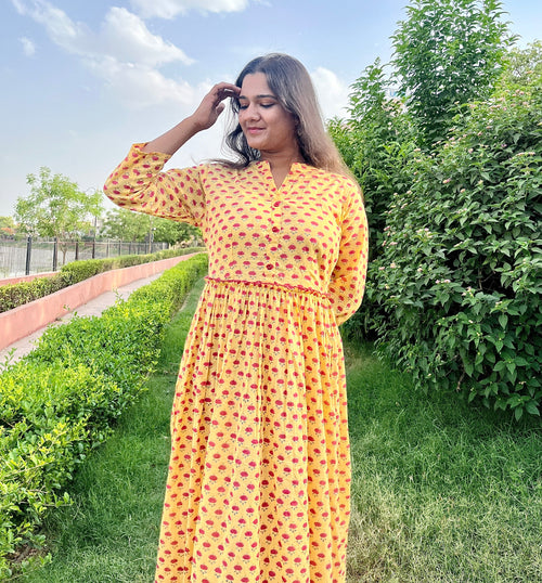 Yellow Bloom Printed Dress