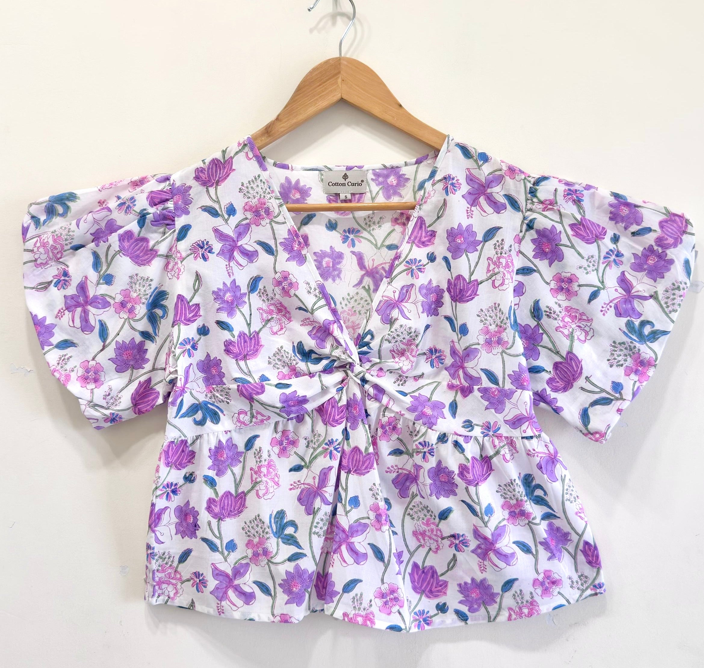 Lavender Field Twist Cotton Short Top