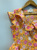 Mustard Floral Ruffle Short Top