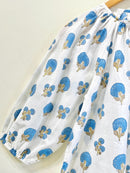 Blue Bloom Gather Cotton Top