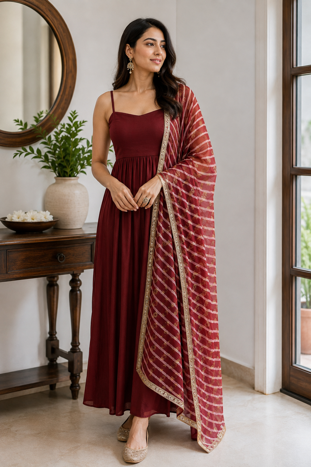 Ruhani Maroon Dress Set