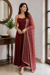 Ruhani Maroon Dress Set