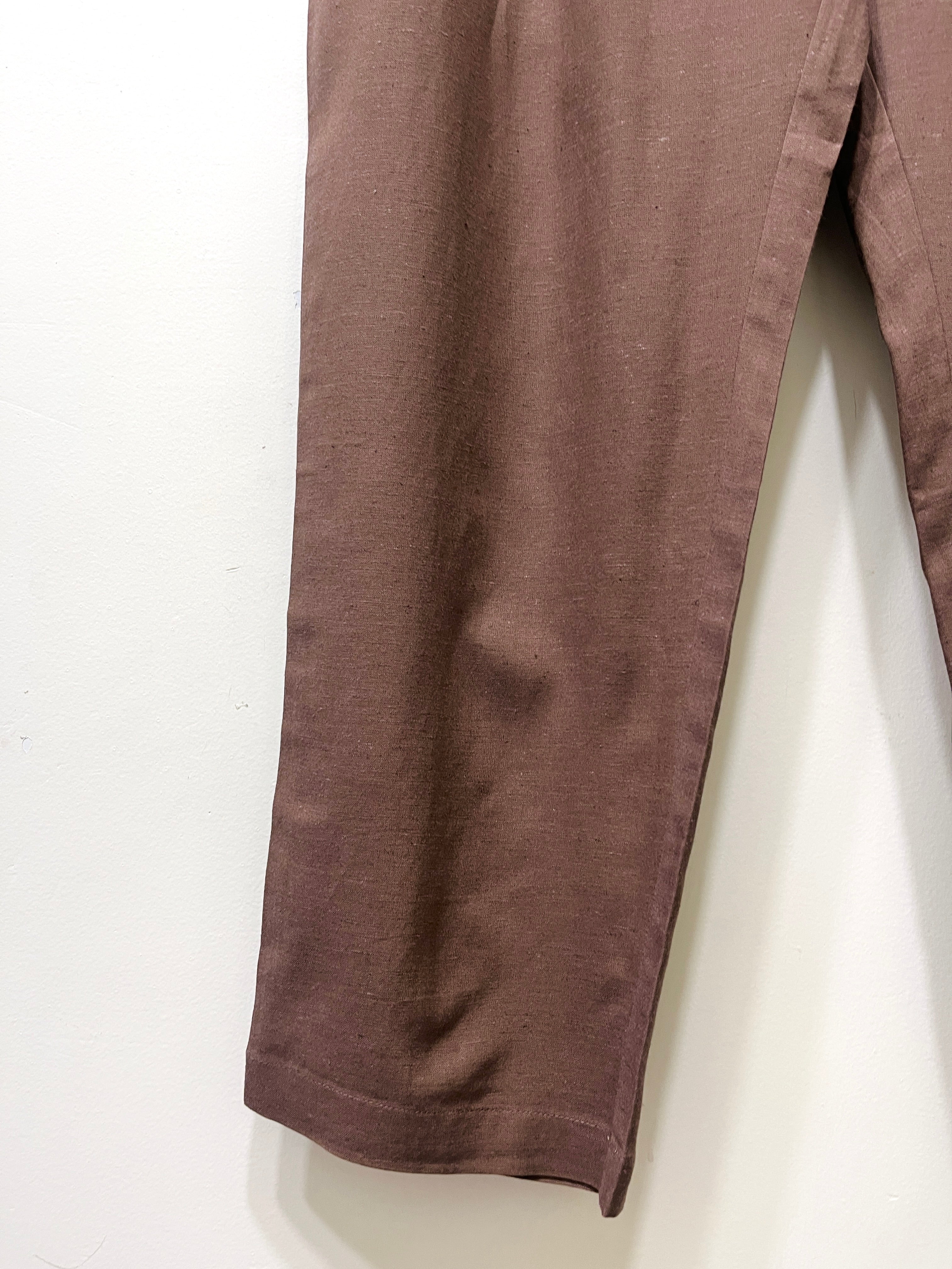 Brown Narrow Leg Cotton Pants