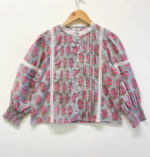 Lace Block Printed Cotton Top