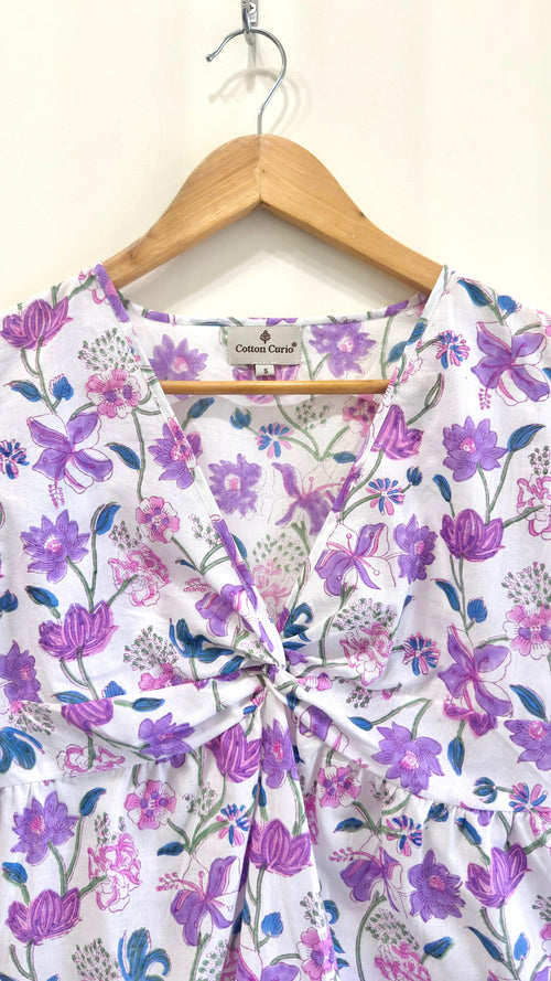 Lavender Field Twist Cotton Short Top