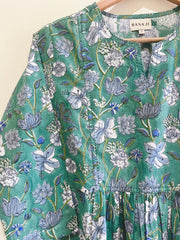 Emerald Block Printed Cotton Kurta
