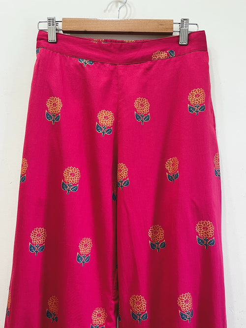 Crimson Bloom Cotton Kurta Set