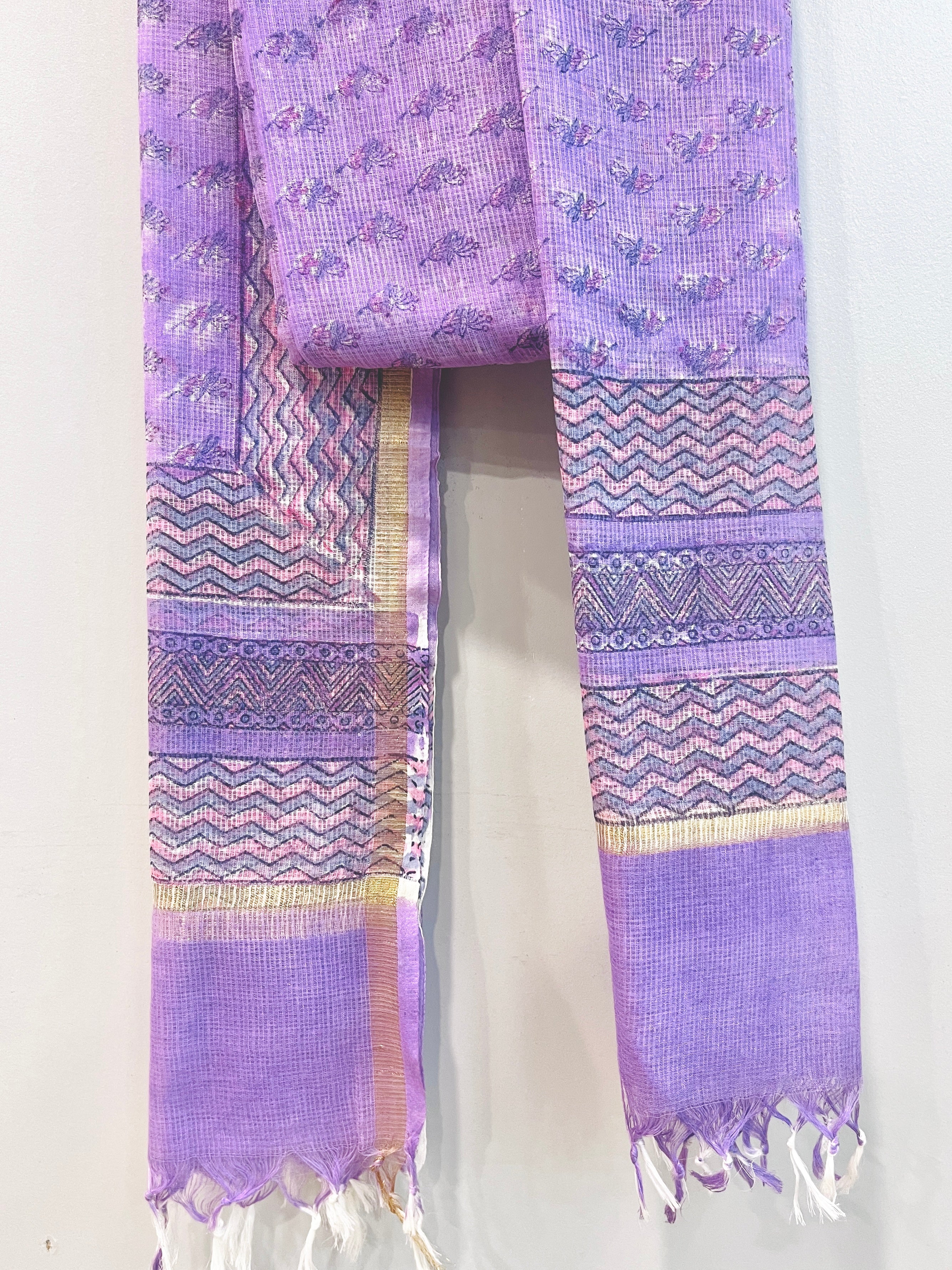 Block Printed Kota Doria Dupatta